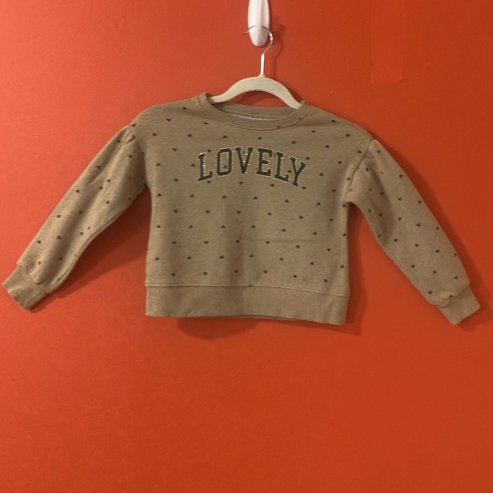 Carter's Tan 'Lovely' Black Hearts Sweatshirt 6-6X
